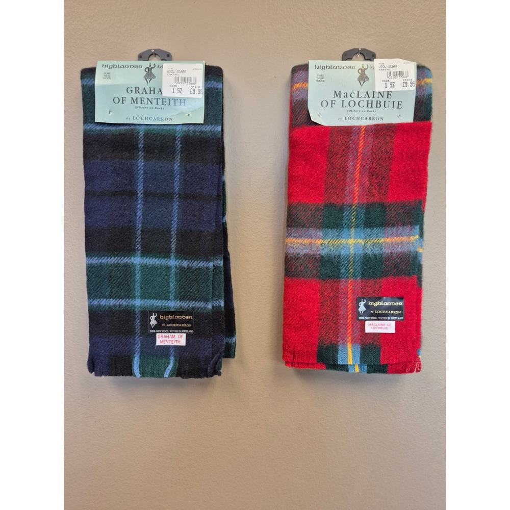Scottish Tartan Wool Scarf Set Lochcarron Made Scotland NWT